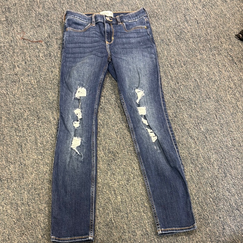Abercrombie Kids Blue Skinny Jeans Distressed Style - Size 11/12 Regular